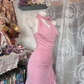 Light Pink Halter Fitted Waist High Split Formal Evening Prom Dress gh7211