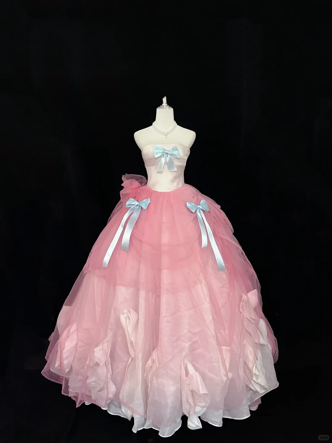 Blush Pink Satin Strapless Cinched Waist Peach Pink Voluminous Skirt Romantic Dress, Wedding Gown gh7934