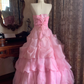 Light Pink Strapless Waist-Cinched Voluminous Skirt Prom Dress, Birthday Gown, Graduation Gown gh7255