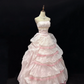 Blush Pink Strapless Cinched Waist Voluminous Tiered Princess Skirt Romantic Dress, Wedding Gown gh8070