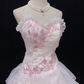 Light Pink Cute Lace Trim Strapless Romantic Gown, Rhinestone Embroidery, Cinched Waist, Voluminous Tiered Skirt, Wedding Dress & Bridal Gown gh8154