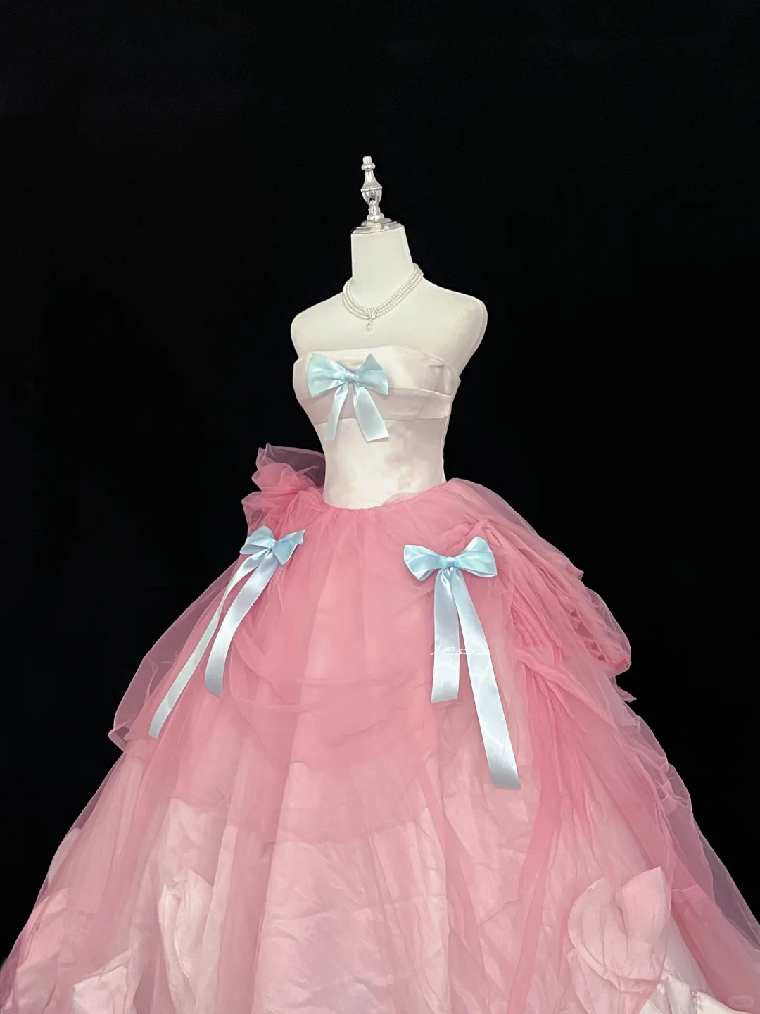 Blush Pink Satin Strapless Cinched Waist Peach Pink Voluminous Skirt Romantic Dress, Wedding Gown gh7934