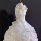 Blush Pink Halter Lace Trim Romantic Gown, Cinched Waist, Voluminous Princess Skirt, Wedding Dress & Bridal Gown gh8239