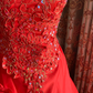 Red Strapless Waist-Cinched Vintage Elegant Prom Dress, Evening Ball Gown, Birthday Party Gown gh7284