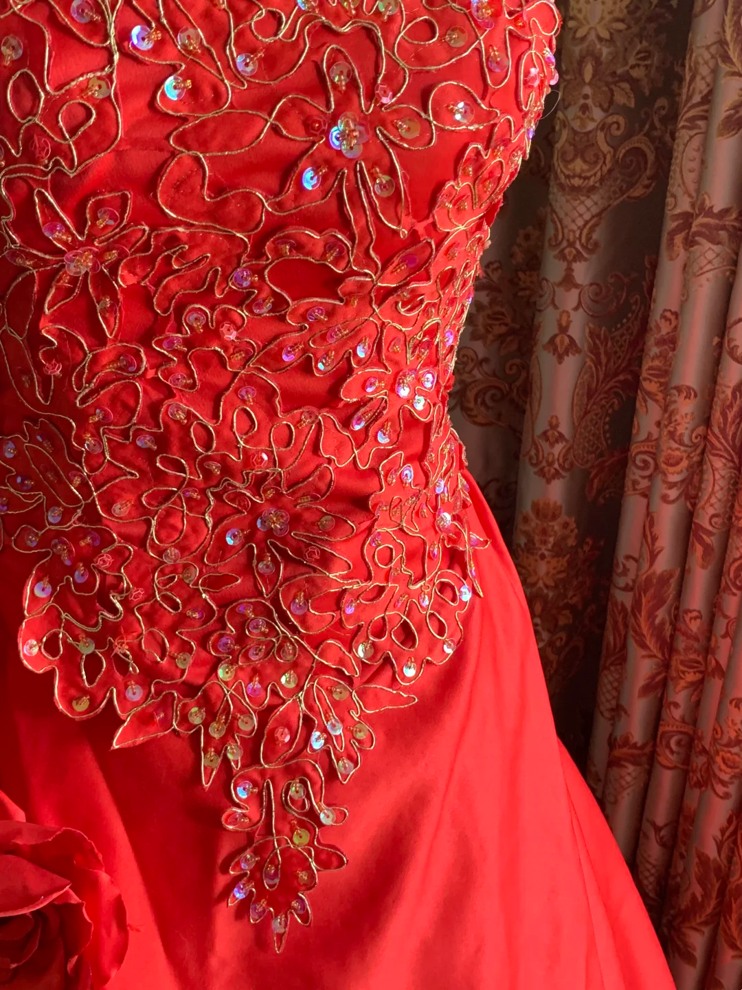 Red Strapless Waist-Cinched Vintage Elegant Prom Dress, Evening Ball Gown, Birthday Party Gown gh7284