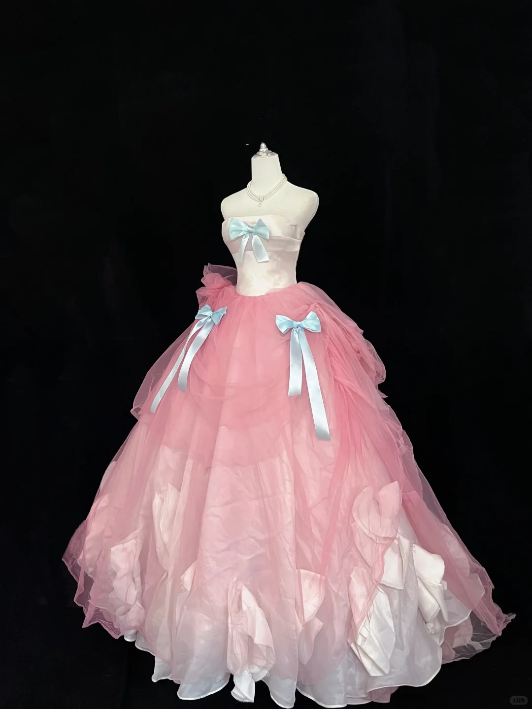 Blush Pink Satin Strapless Cinched Waist Peach Pink Voluminous Skirt Romantic Dress, Wedding Gown gh7934