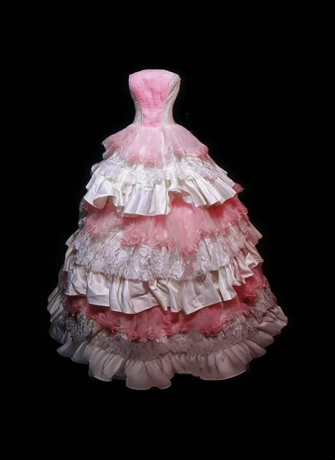 Light Pink Strapless Waist-Cinching Tiered Cake Skirt Prom Gown, Evening Formal Dress, Birthday Party Gown gh7331