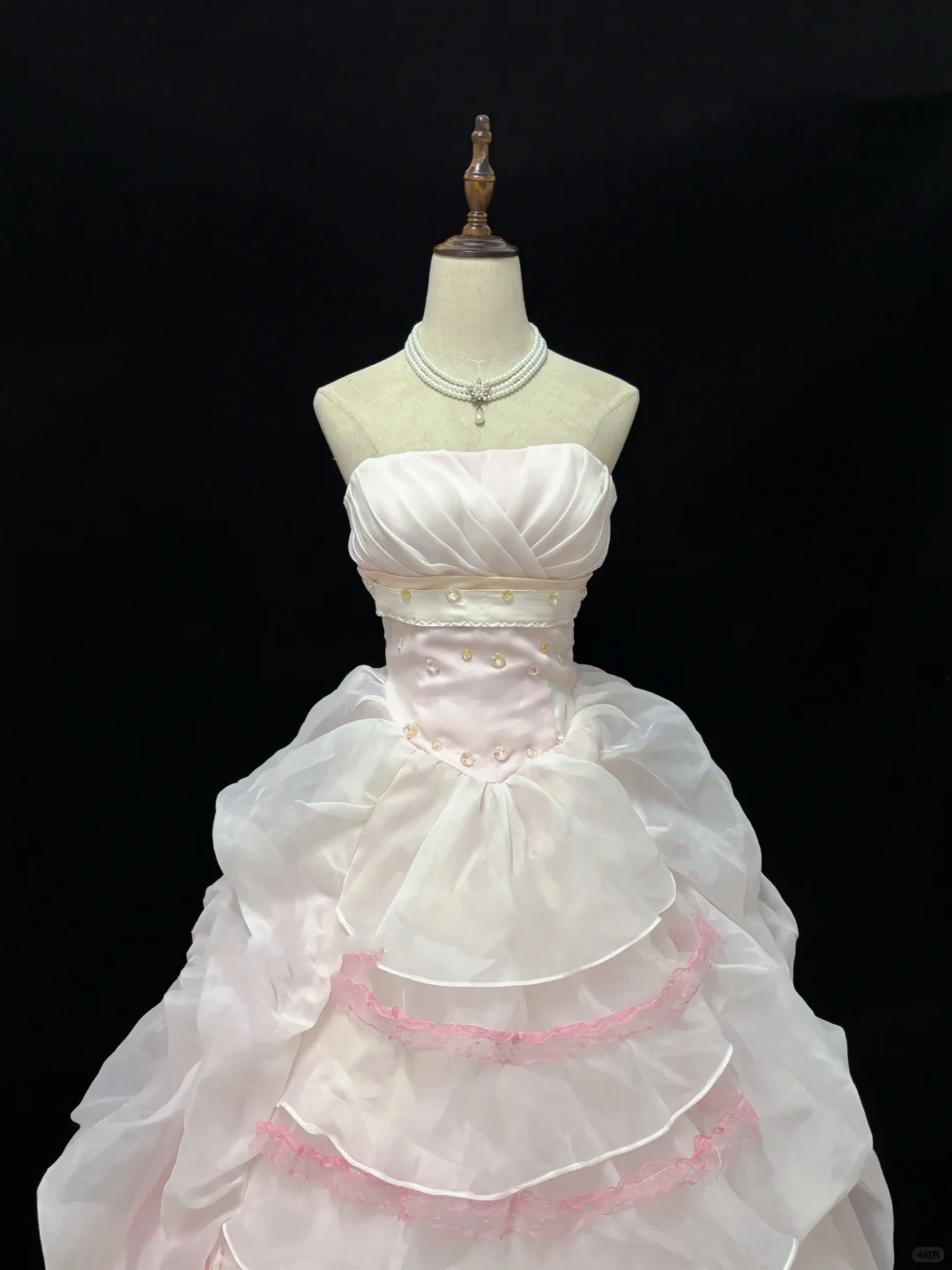 Blush Pink Strapless Cinched Waist Voluminous Tiered Princess Skirt Romantic Dress, Wedding Gown gh8070