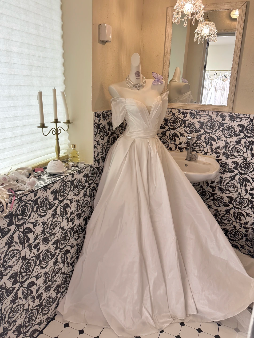 Ivory Strapless Waist-Cinched Full Flared Skirt Long Grand Romantic Dress, Wedding Gown gh7730