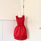 Women Red Homecoming Dress, Sleeveless Round Neck Dot Jacquard Fabric, Matching Large Bow Wide Sash, High Waist Voluminous A‑Line Mini Cocktail Party Dress gh9235