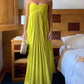 Gelbes, elegantes, langes Chiffon-Ballkleid, Abendkleid für Hochzeitsgäste, Partykleid gh3430