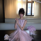 Light Pink Sleeveless Tulle Homecoming Dress Mini Prom Gown gh9412