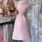 Elegant Vintage Pink Base White Polka Dot Sleeveless Fitted Waist Prom & Evening Party Dress gh8484