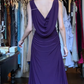 Dark Purple Asymmetric One Shoulder Evening Gown Sleeveless Ruched Flowy Long Prom Dress gh9715