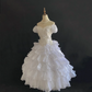 Off-White Off Shoulder Romantic Gown, Cinched Waist, Voluminous Tiered Skirt, Wedding Gown gh8110