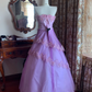 Lilac Strapless Waist-Cinched Voluminous Skirt Prom Dress, Birthday Ball Gown, Evening Party Gown gh7285