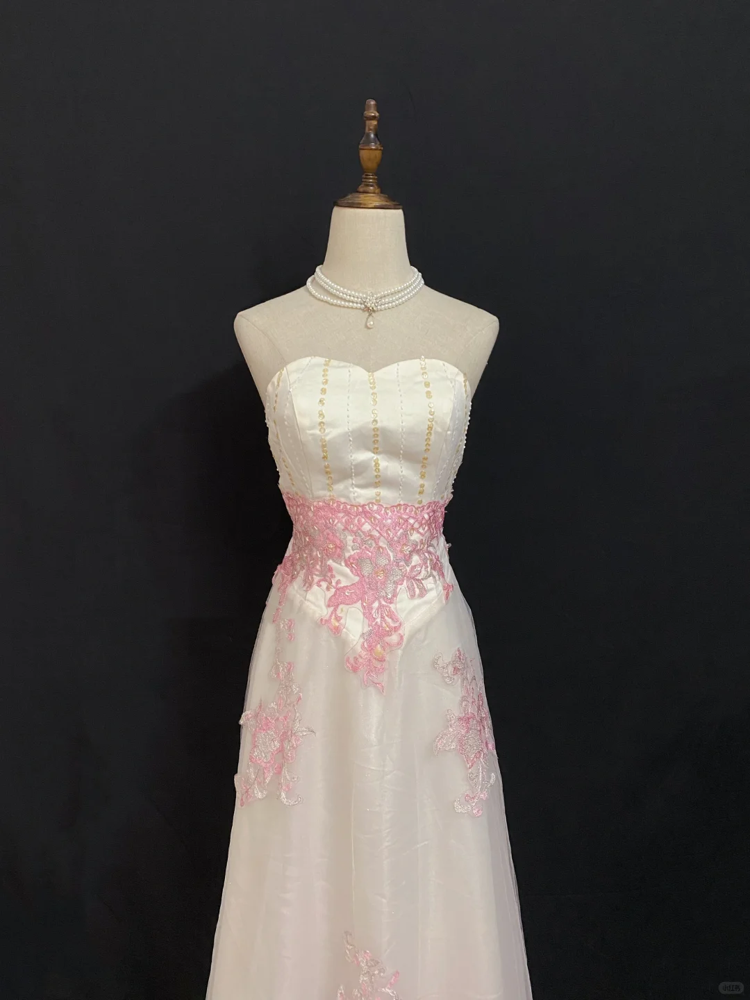 Blush Pink Strapless Long Vintage Romantic Gown, Slim Cinched Waist, Embroidered Skirt, Wedding Dress & Bridal Gown gh8286
