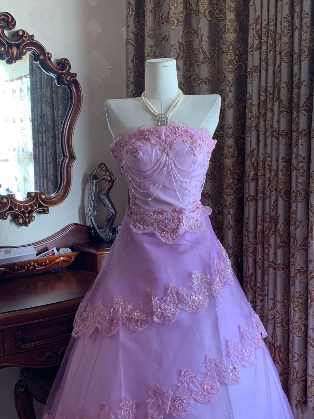 Lilac Strapless Waist-Cinched Voluminous Skirt Prom Dress, Birthday Ball Gown, Evening Party Gown gh7285