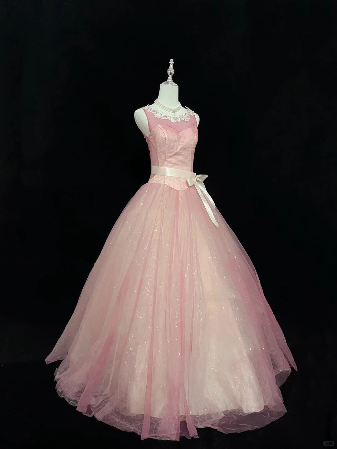 Blush Pink Sleeveless Cinched Waist Voluminous Full Swing Skirt Long Romantic Dress, Wedding Gown gh8021