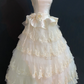 Light Champagne Strapless Long Romantic Gown with Fitted Waist and Fluffy Tiered Cake Skirt, Wedding Dress & Bridal Gown gh8336