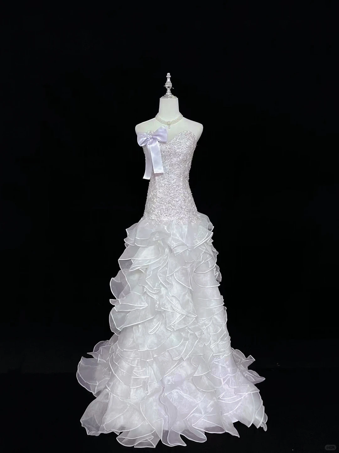 Lavender Strapless Cinched Waist Rhinestone Fitted Sexy Long Elegant Romantic Dress, Wedding Gown gh7975