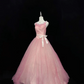 Blush Pink Sleeveless Cinched Waist Voluminous Full Swing Skirt Long Romantic Dress, Wedding Gown gh8021