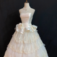 Light Champagne Strapless Long Romantic Gown with Fitted Waist and Fluffy Tiered Cake Skirt, Wedding Dress & Bridal Gown gh8336