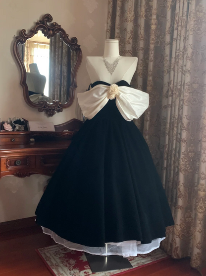Black Off-the-Shoulder Waist-Cinched A-Line Voluminous Skirt Prom Dress, Evening Gown, Graduation Gown gh7256