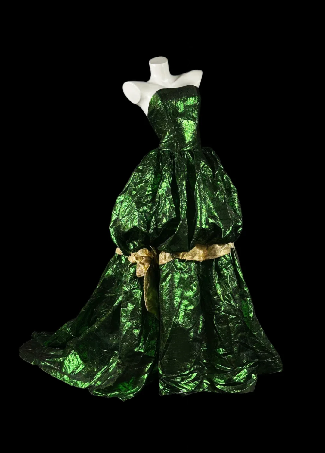 Dark Green Strapless Vintage Waist-Cinched Bubble Hem Evening Gown for Balls & Parties gh7151