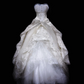 White Beaded Strapless Waist-Cinching Voluminous Skirt Prom Gown, Birthday Dress, Evening Formal Dress gh7332