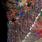 ✨Girlhomeshops-V Neck Iridescent Printed Tulle Mermaid Evening Gown with Beaded Fringe gh10281