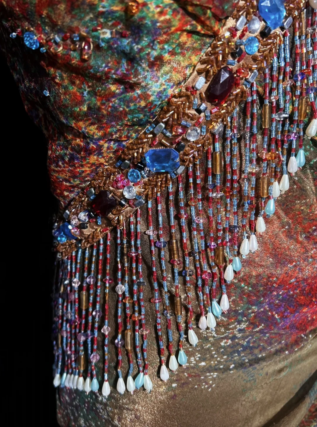 ✨Girlhomeshops-V Neck Iridescent Printed Tulle Mermaid Evening Gown with Beaded Fringe gh10281