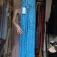 Halter Lake Blue Sequin Prom Dress V Neck Back Strappy Cutout Sheath Formal Evening Gown gh9817