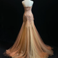 ✨Girlhomeshops-Strapless Dusty Orange 3D Flower Beaded Tulle Mermaid Evening Gown gh10280