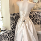 White Satin Strapless Waist-Cinched Full A-line Long Romantic Dress, Wedding Gown gh7498