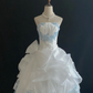 Light Blue & White Strapless Cinched Waist Voluminous Princess Skirt Long Romantic Dress, Wedding Gown gh7850