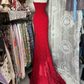 Red Strapless Cinched Waist Fitted Sexy Prom Dress, Evening Gown gh7213