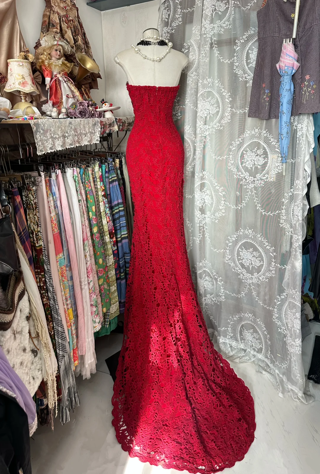 Red Strapless Cinched Waist Fitted Sexy Prom Dress, Evening Gown gh7213