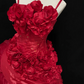 Red Spaghetti Strap Long Romantic Gown, Cinched Waist, Voluminous Vintage Luxury Skirt, Wedding Gown gh8111