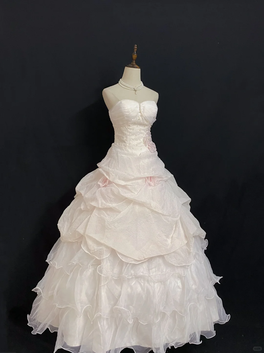 Blush Pink Strapless Romantic Gown with Cinched Waist and Voluminous Princess Skirt, Wedding Dress & Bridal Gown gh8287