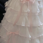 Blush pink strapless romantic gown with fitted waist and fluffy tiered cake skirt, wedding dress & bridal gown gh8241