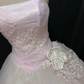 Blush Pink Strapless Long Romantic Gown with Fitted Waist, Lace Trim & Voluminous Skirt, Wedding Dress & Bridal Gown gh8196
