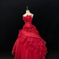 Red Spaghetti Strap Long Romantic Gown, Cinched Waist, Voluminous Vintage Luxury Skirt, Wedding Gown gh8111
