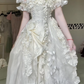 Off‑White Square Neck Off‑the‑Shoulder Evening Gown, 3D Floral Ruffled Tulle Floor‑Length Wedding Prom Dress gh9051