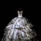 Iridescent Court Style Silver-Grey Gradient Strapless Ballgown - Dinner & Retro Theme Ball Dress gh6568