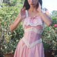 Robe de soirée mi-longue en satin et dentelle, rose, élégante et élégante, tenue de bal, de soirée, de remise de diplôme, gh4071