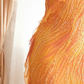 Women Orange Ombre Long Formal Dress Spaghetti Straps Cowl Neck Hand-Beaded Flowy Ruffle Chiffon Mermaid Evening Gown gh9579