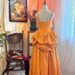 Romantisches französisches orangefarbenes Kleid: Dünne Träger, herzförmiger Ausschnitt, ausgestellter Rock, hochwertiges Partykleid gh6583