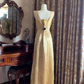 Gold Spaghetti Strap Square Neck Fitted Waist Slim Elegant Prom Dress, Evening Ball Gown gh7287