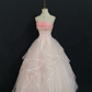 Blush Pink Strapless Long Romantic Gown, Gentle Cinched Waist, Voluminous Princess Skirt, Wedding Dress & Bridal Gown gh8288
